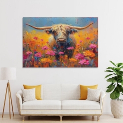 Vache des Highlands Peinture sur toile sans cadre, impressions posters art mural pour déco maison chambre bureau