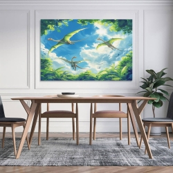 Dinosaure Peinture sur toile sans cadre, impressions posters art mural pour déco maison chambre bureau