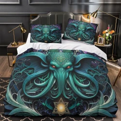 Mythe de l'horreur Cthulhu Housse de Couette Imprimée 3D Douce 3 Pièces Literie Garçons Filles