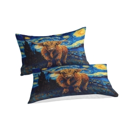 Vache des Highlands Housse de Couette Imprimée 3D Douce 3 Pièces Literie Garçons Filles