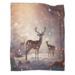 Cerf sika Plaid en Polaire Imprimé 3D Couverture Douce Confortable pour Canapé Lit Bureau