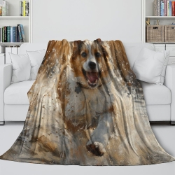 Corgi Plaid en Polaire Imprimé 3D Couverture Douce Confortable pour Canapé Lit Bureau