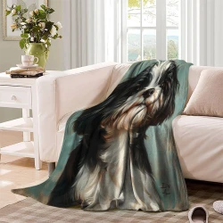 Shih Tzu Plaid en Polaire Imprimé 3D Couverture Douce Confortable pour Canapé Lit Bureau