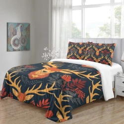 Renne Housse de Couette Imprimée 3D Douce 3 Pièces Literie Garçons Filles