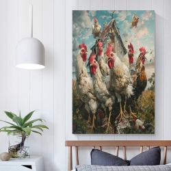 Coq Peinture sur toile sans cadre, impressions posters art mural pour déco maison chambre bureau