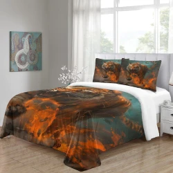 Tigre Housse de Couette Imprimée 3D Douce 3 Pièces Literie Garçons Filles
