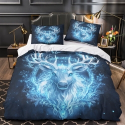 Renne Housse de Couette Imprimée 3D Douce 3 Pièces Literie Garçons Filles