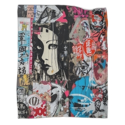 Art graffiti japonais Plaid en Polaire Imprimé 3D Couverture Douce Confortable pour Canapé Lit Bureau