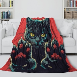 Chat Plaid en Polaire Imprimé 3D Couverture Douce Confortable pour Canapé Lit Bureau