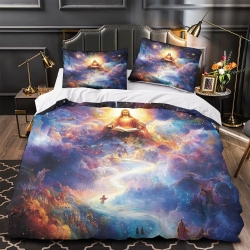 Dieu et Jésus Housse de Couette Imprimée 3D Douce 3 Pièces Literie Garçons Filles