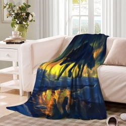 Loup Plaid en Polaire Imprimé 3D Couverture Douce Confortable pour Canapé Lit Bureau