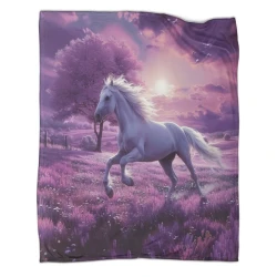 Cheval Plaid en Polaire Imprimé 3D Couverture Douce Confortable pour Canapé Lit Bureau