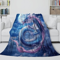 Dragon Plaid en Polaire Imprimé 3D Couverture Douce Confortable pour Canapé Lit Bureau
