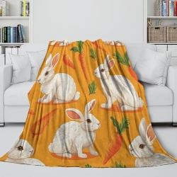Lapin Petit lapin Plaid en Polaire Imprimé 3D Couverture Douce Confortable pour Canapé Lit Bureau