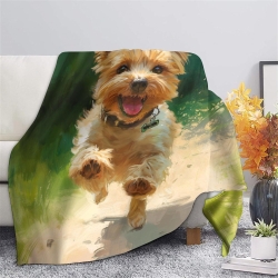 Yorkshire Terrier Plaid en Polaire Imprimé 3D Couverture Douce Confortable pour Canapé Lit Bureau