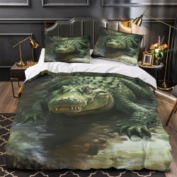 Crocodile Housse de Couette Imprimée 3D Douce 3 Pièces Literie Garçons Filles