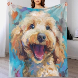 Poodle Chien Plaid en Polaire Imprimé 3D Couverture Douce Confortable pour Canapé Lit Bureau