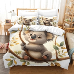 Koala Housse de Couette Imprimée 3D Douce 3 Pièces Literie Garçons Filles