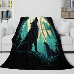 Loup Plaid en Polaire Imprimé 3D Couverture Douce Confortable pour Canapé Lit Bureau