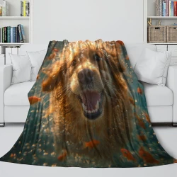 Golden Retriever Manta de Forro Polar Impresa en 3D Suave y Acogedora para Sofá Cama Oficina