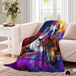 French Bouledogue Plaid en Polaire Imprimé 3D Couverture Douce Confortable pour Canapé Lit Bureau