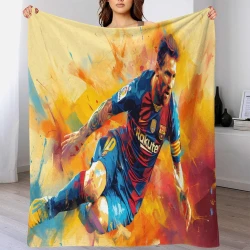 Lionel Messi Plaid en Polaire Imprimé 3D Couverture Douce Confortable pour Canapé Lit Bureau