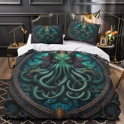 Mythe de l'horreur Cthulhu Housse de Couette Imprimée 3D Douce 3 Pièces Literie Garçons Filles