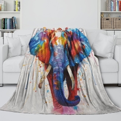 Éléphant Plaid en Polaire Imprimé 3D Couverture Douce Confortable pour Canapé Lit Bureau