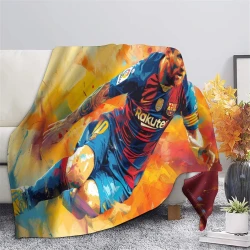 Lionel Messi Plaid en Polaire Imprimé 3D Couverture Douce Confortable pour Canapé Lit Bureau