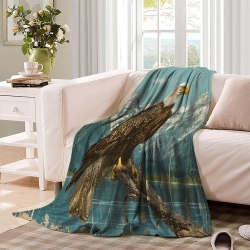 Aigle Plaid en Polaire Imprimé 3D Couverture Douce Confortable pour Canapé Lit Bureau