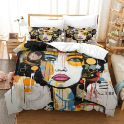 Art abstrait Femmes Housse de Couette Imprimée 3D Douce 3 Pièces Literie Garçons Filles