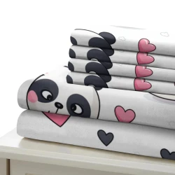 Panda Housse de Couette Imprimée 3D Douce 3 Pièces Literie Garçons Filles