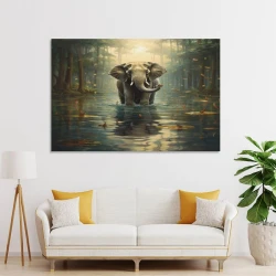 Éléphant Peinture sur toile sans cadre, impressions posters art mural pour déco maison chambre bureau