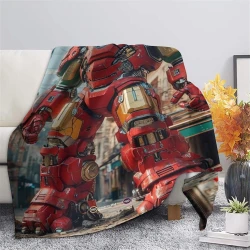 Avengers Iron Man Plaid en Polaire Imprimé 3D Couverture Douce Confortable pour Canapé Lit Bureau