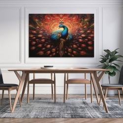 Paon Peinture sur toile sans cadre, impressions posters art mural pour déco maison chambre bureau