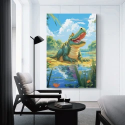 Crocodile Peinture sur toile sans cadre, impressions posters art mural pour déco maison chambre bureau