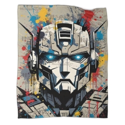 Transformers Optimus Prime Plaid en Polaire Imprimé 3D Couverture Douce Confortable pour Canapé Lit Bureau