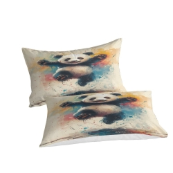 Panda Housse de Couette Imprimée 3D Douce 3 Pièces Literie Garçons Filles