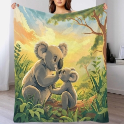 Koala Plaid en Polaire Imprimé 3D Couverture Douce Confortable pour Canapé Lit Bureau