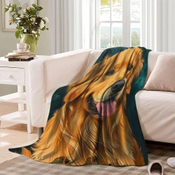 Golden Retriever Plaid en Polaire Imprimé 3D Couverture Douce Confortable pour Canapé Lit Bureau