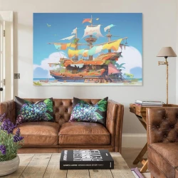 Voilier Peinture sur toile sans cadre, impressions posters art mural pour déco maison chambre bureau