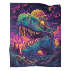 Dinosaure Plaid en Polaire Imprimé 3D Couverture Douce Confortable pour Canapé Lit Bureau