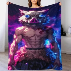 Tueur de démons: Demon Slayer Plaid en Polaire Imprimé 3D Couverture Douce Confortable pour Canapé Lit Bureau