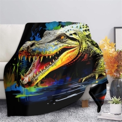 Crocodile 3D Printed Fleece Throw Blanket Soft Cozy Blanket for Couch Sofa Bed Office