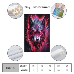 Loup Peinture sur toile sans cadre, impressions posters art mural pour déco maison chambre bureau