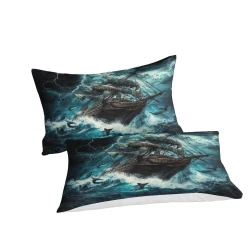 Voilier Housse de Couette Imprimée 3D Douce 3 Pièces Literie Garçons Filles