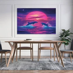 Dauphin Peinture sur toile sans cadre, impressions posters art mural pour déco maison chambre bureau