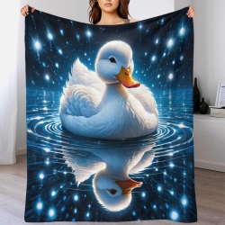 Canard Plaid en Polaire Imprimé 3D Couverture Douce Confortable pour Canapé Lit Bureau