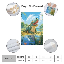 Crocodile Peinture sur toile sans cadre, impressions posters art mural pour déco maison chambre bureau