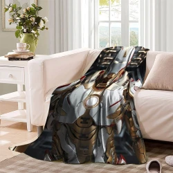 Avengers Iron Man Plaid en Polaire Imprimé 3D Couverture Douce Confortable pour Canapé Lit Bureau